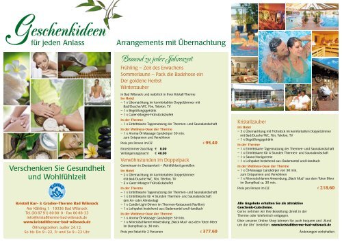 Geschenkideen für jeden Anlass - Therme Bad Wilsnack