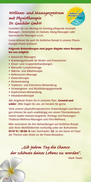 Flyer der Therme - Therme Bad Wilsnack