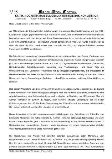 bürger gegen bioethik kritik-koordination zur geplanten bioethik ...