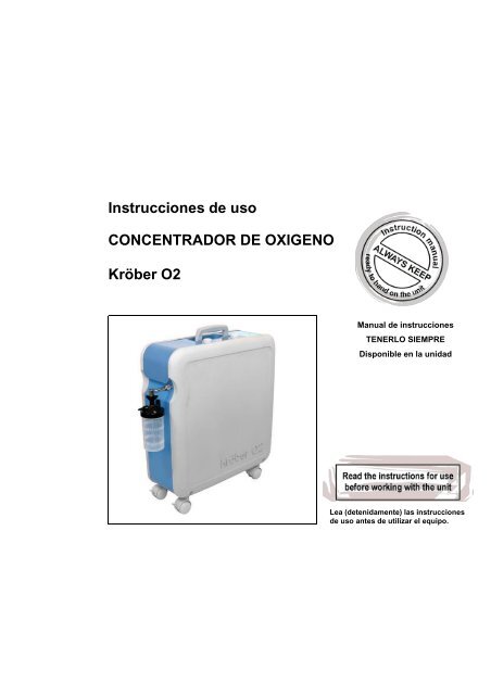 Instrucciones de uso CONCENTRADOR DE OXIGENO KrÃ¶ber O2