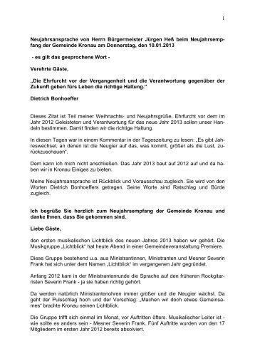 Neujahrsansprache von Bürgermeister Heß als pdf - Gemeinde ...