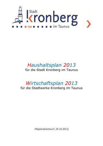 Haushaltsplanentwurf 2013 - Stadt Kronberg im Taunus