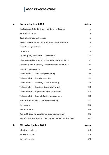 Haushaltsplanentwurf 2013 - Stadt Kronberg im Taunus