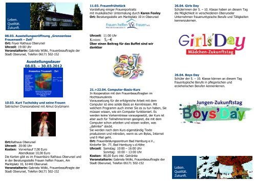 Veranstaltungen für Frauen und Mädchen - Stadt Kronberg im Taunus