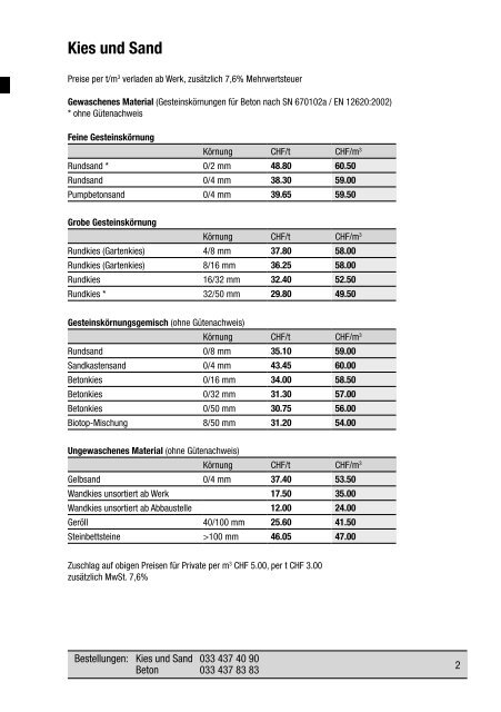 KIESWERK HEIMBERG AG - Frischbeton Thun AG