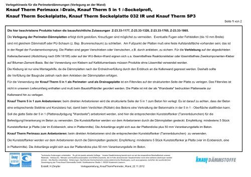 Verlegeanleitung Knauf Therm Perimeter Wand (PDF / 54 KB