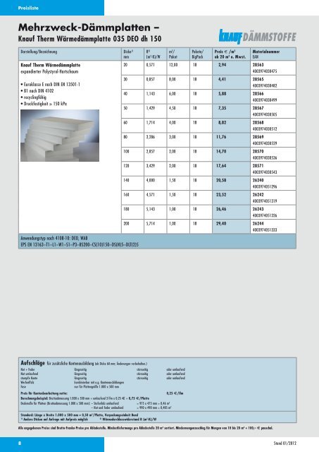 Preisliste 2012 (komplett) 1187 KB - Knauf Dämmstoffe