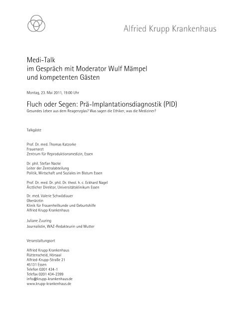 Medi-Talk im Gespräch mit Moderator Wulf Mämpel und ...