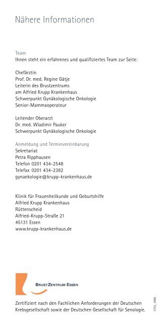 Informationsflyer - Alfried Krupp Krankenhaus