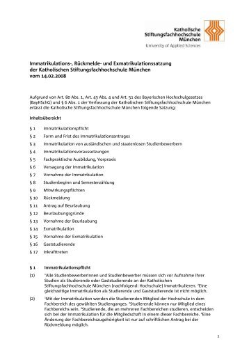 Immatrikulations-, Rückmelde- und Exmatrikulationssatzung der ...