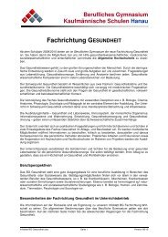 Infoblatt BG Gesundheit - Kaufmännische Schulen Hanau