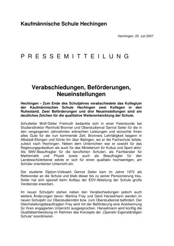 Verabschiedungen, Beförderungen, Neueinstellungen