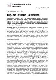 Trigema ist neue Patenfirma - kaufmännische Schule Hechingen