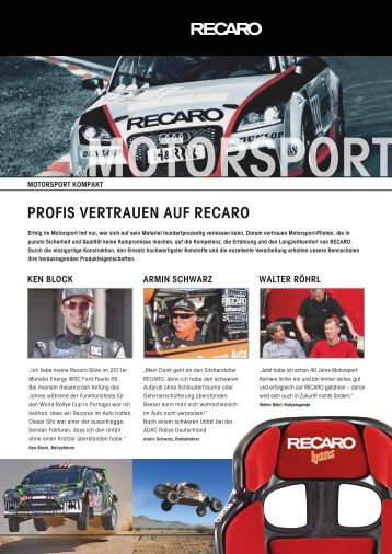 PROFIS VERTRAuEN AuF RECARO - KS Motorsport GmbH