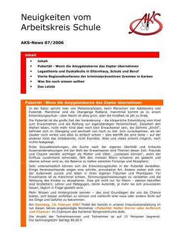 Neuigkeiten vom Arbeitskreis Schule - Newsletter 07/2006 (PDF