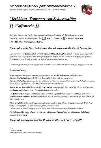 Merkblatt des NSSV - KSSV Neustadt a. Rbge.