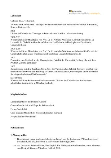 Lebenslauf Publikationen 20120312 - Katholische ...
