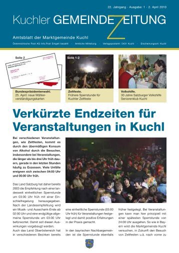 Verkürzte Endzeiten für Veranstaltungen in Kuchl - Gemeinde Kuchl