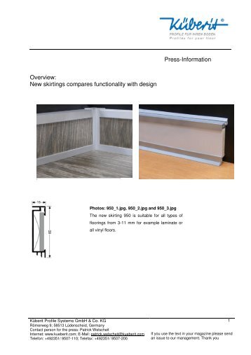 Overview new skirtings 936 and 950 - Küberit