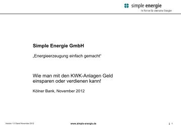 Simple Energie GmbH Wie man mit den KWK-Anlagen Geld ...