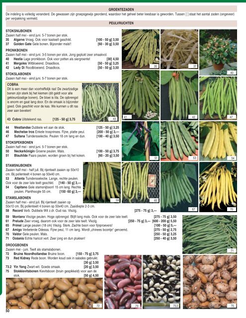 GROENTEZADEN De indeling is volledig veranderd. De gewassen ...