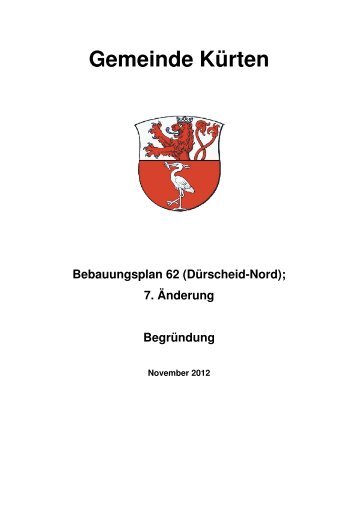 Gemeinde Kürten Bebauungsplan 62 (Dürscheid-Nord)