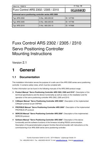 ARS 2302 / 2305 / 2310 instruction leaflet pdf - Kuhnke