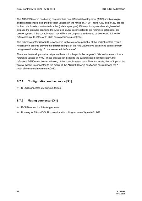 Fuxx Control - ARS 2320 / ARS 2340 Instruction Manual - Kuhnke