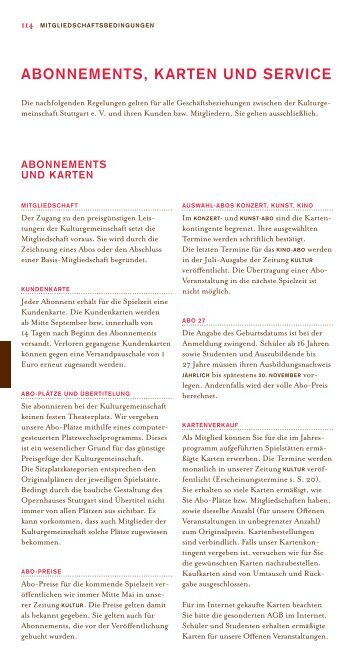 Mitgliedschaftsbedingungen - Kulturgemeinschaft Stuttgart e.V.