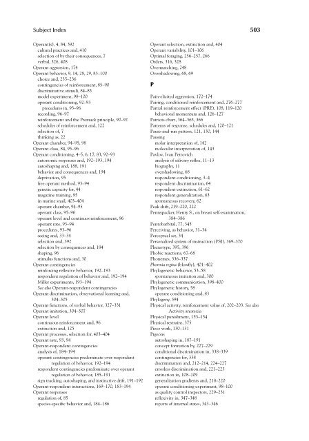 Subject index 503 operant