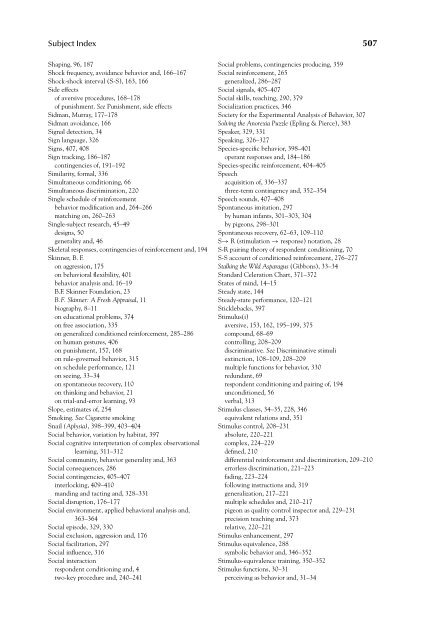 Subject index 507 shaping