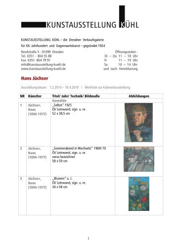 Hans Jüchser - Kunstausstellung Kühl