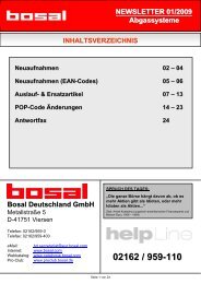 Bosal Deutschland GmbH NEWSLETTER 01/2009 Abgassysteme