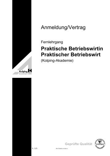 Anmeldung/Vertrag Praktische Betriebswirtin Praktischer Betriebswirt