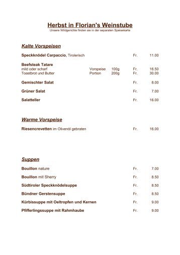 Speisekarte PDF - Restaurant Florians Weinstube