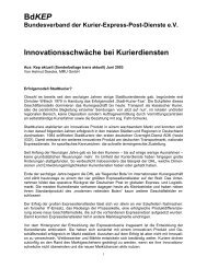 Innovationsschwäche bei Kurierdiensten - BUNDESVERBAND DER ...