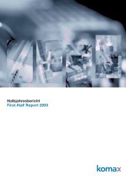Halbjahresbericht First-Half Report 2003 - Komax Group