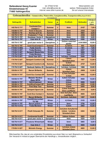 Reifendienst Georg Kusnier Einsteinstrasse 43 71665 Vaihingen/Enz