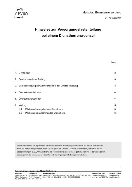 Versorgungslastenteilung - Kommunaler Versorgungsverband ...