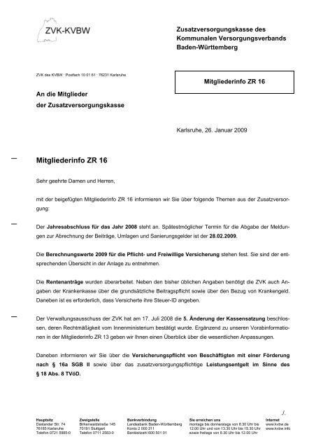 Mitgliederinfo ZR 16 - Kommunaler Versorgungsverband Baden ...