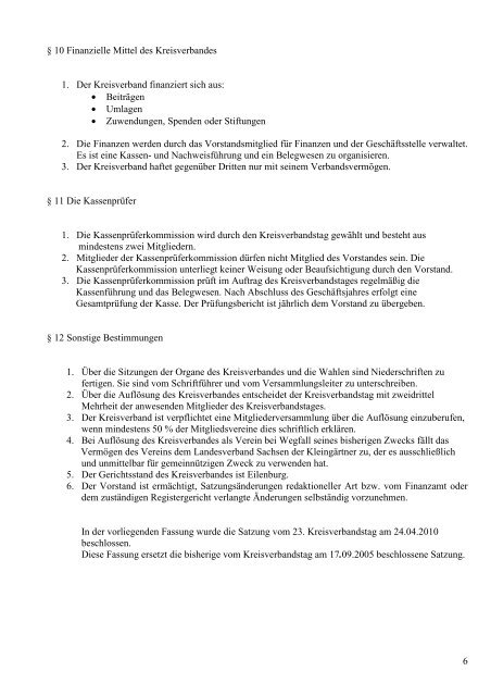 aktuelle Satzung - Kreisverband der Kleingärtner Delitzsch e.V.