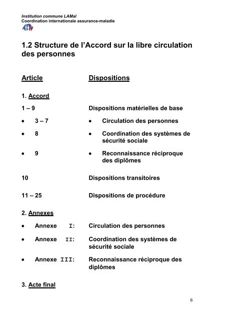 Brochure: les effets de l'Accord sur la - Gemeinsame Einrichtung KVG