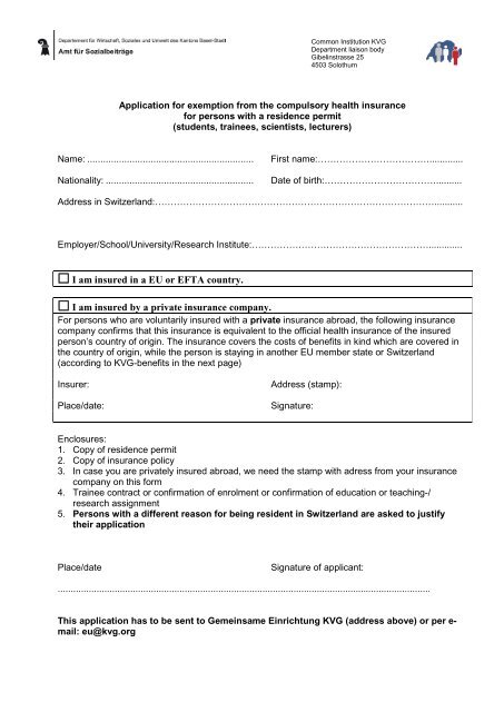 Request for exemption + information sheet - Gemeinsame 