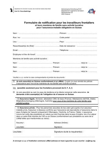 Formulaire de déclaration + feuille d'information - Gemeinsame ...