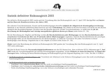 Statistik definitiver Risikoausgleich 2003 - Gemeinsame Einrichtung ...
