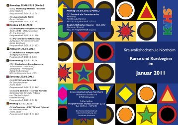 KVHS Moantsprogramm Januar 2011 - Kreisvolkshochschule ...