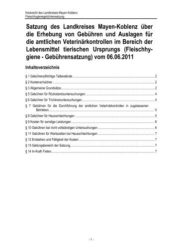 Fleischhygienegebühren-Satzung - Kreisverwaltung Mayen Koblenz