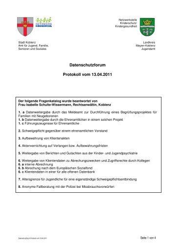Datenschutzforum - Protokoll vom 13.04.2011.pdf - Kreisverwaltung ...