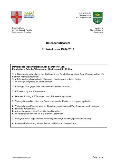 Datenschutzforum - Protokoll vom 13.04.2011.pdf - Kreisverwaltung ...