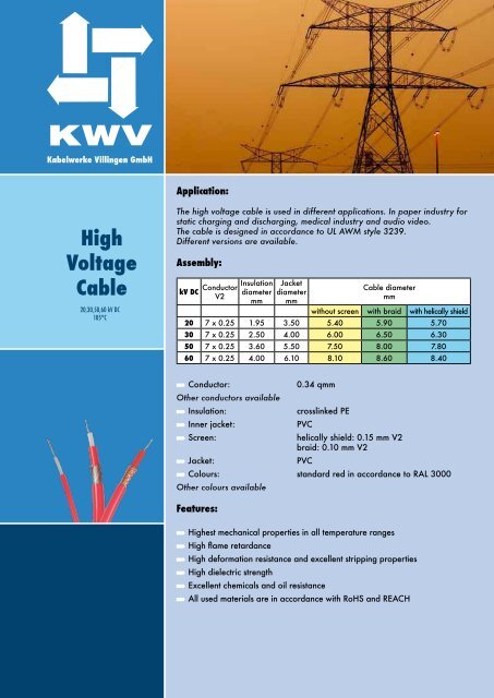 High Voltage Cable - KWV Kabelwerke Villingen GmbH